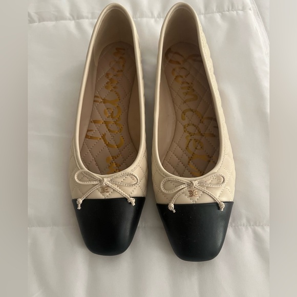 Sam Edelman Beige and Black Ballet Flats excellent condition - Picture 1 of 2